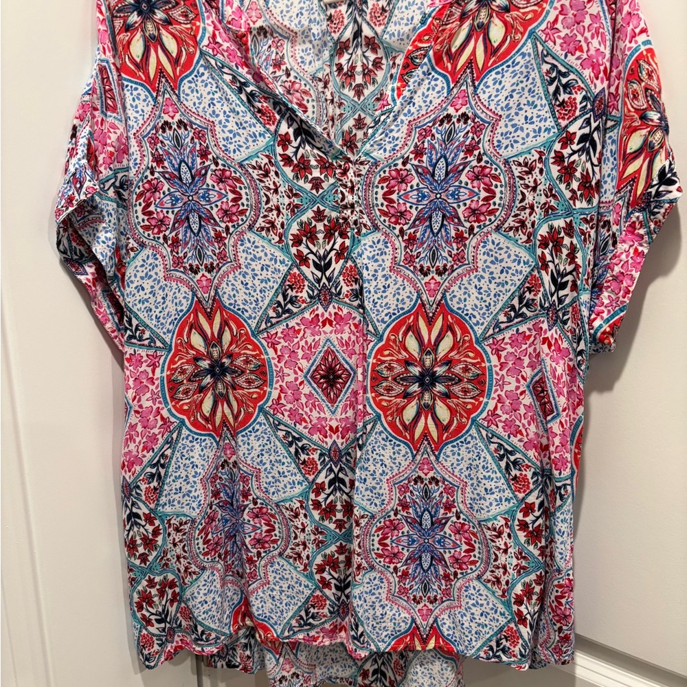 GAP Red and Blue Patterned Women's Blouse